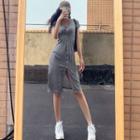 Twisted V-neck Shirtdress