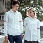 Couple Matching Striped Trim Shirt