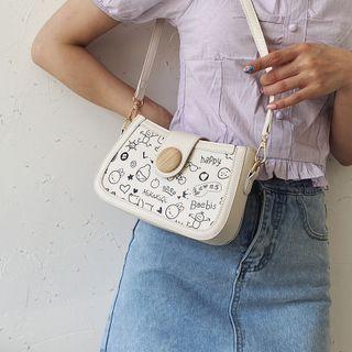 Print Faux Leather Shoulder Bag