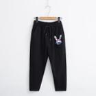 Rabbit Embroidered Cropped Drawstring Pants