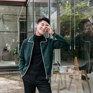 Contrast Trim Zip Knit Jacket