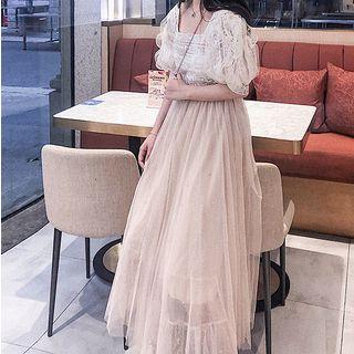 Mesh Maxi Skirt Almond - One Size