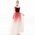 Frilled Trim Off-shoulder Gradient A-line Evening Gown