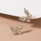 Butterfly Rhinestone Alloy Earring 1 Pair - Era063-01 - Gold - One Size