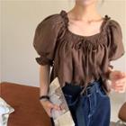 Short-sleeve Frilled Blouse As Figure - One Size
