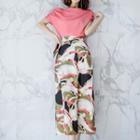 Set: One-shoulder Blouse + Printed Midi A-line Skirt