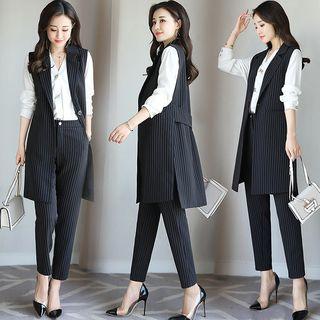 Set: Striped Buttoned Vest + Striped Dress Pants