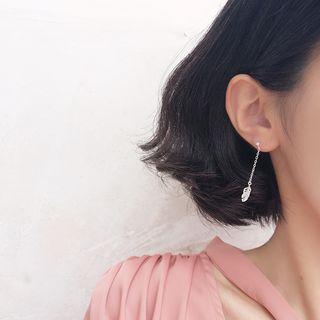 925 Sterling Silver Feather Drop Earring 925 Silver - Silver - One Size