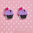 Mini Purple Cupcake Crystals Stud Earrings
