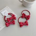 Set Of 2 : Bow Hair Tie 1 Pair - Red - One Size