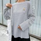 Long-sleeve Smiley Face Striped T-shirt