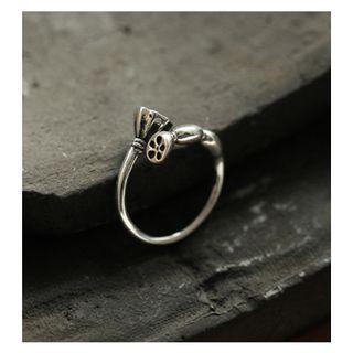 Alloy Lotus Root Open Ring Ts026 - Copper Plating - Silver - One Size