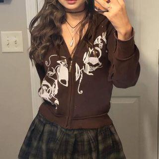 Long Sleeve Floral Print Zip-up Jacket