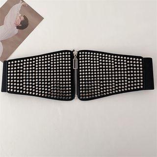 Studded Zip-up Belt Black - One Size