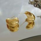 Polished Alloy Earring 1 Pair - Silver Stud - Gold - One Size