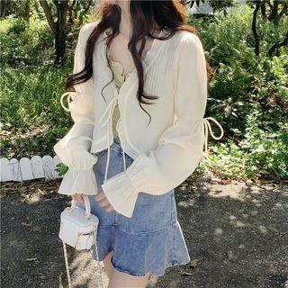 Flared-cuff Ruffled Jacket / Camisole Top