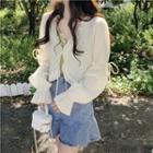 Flared-cuff Ruffled Jacket / Camisole Top