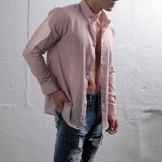 Pocket-front Wing-embroidered Shirt (pink)