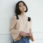 Long-sleeve Cold-shoulder T-shirt