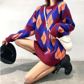 Color-block Loose-fit Sweater As Figure - One Size