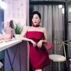 Fold-over Strapless Cocktail Dress With Choker
