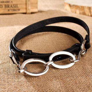 Genuine-leather Crystal Fish Slim Belt