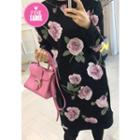 Round-neck Floral-pattern Dress