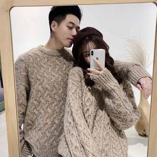 Couple Matching Plain Chunky Knit Sweater