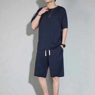 Elbow-sleeve T-shirt / Straight Leg Pants / Shorts / Set