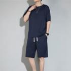 Elbow-sleeve T-shirt / Straight Leg Pants / Shorts / Set