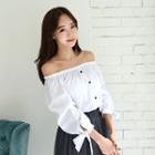 Tie-sleeve Off-shoulder Blouse