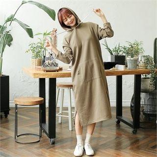 Kangaroo-pocket Midi Hoodie Dress