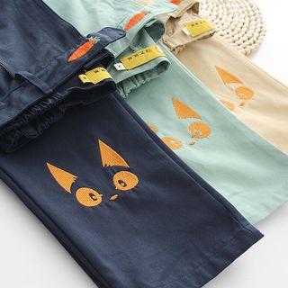 Cat Embroidered Pants