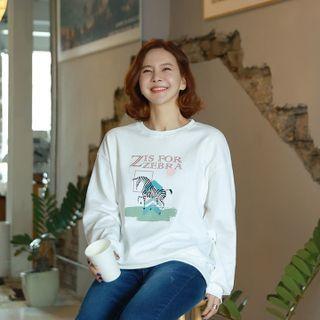 Letter Zebra Print Sweatshirt