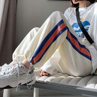 Drawstring-cuff Color Block Sweatpants