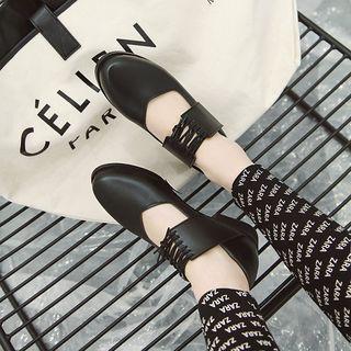 Faux Leather Lace-up Mary Jane Shoes