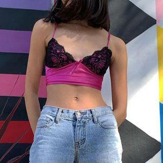 Lace Print Camisole Crop Top