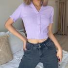Button Up Ribbed Crop Top