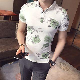 Floral Print Short-sleeve Polo Shirt