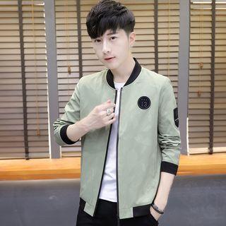 Stand Collar Feather Zipped Jacket
