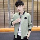 Stand Collar Feather Zipped Jacket