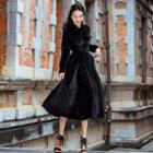 Long-sleeve Velvet A-line Midi Shirt Dress