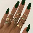Set Of 11: Alloy Ring (assorted Designs) Gold - One Size
