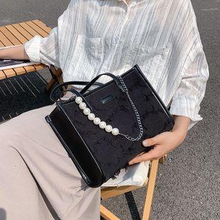 Faux Pearl Textured Shoulder Bag
