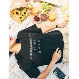 Letter-printed Tag-detail T-shirt