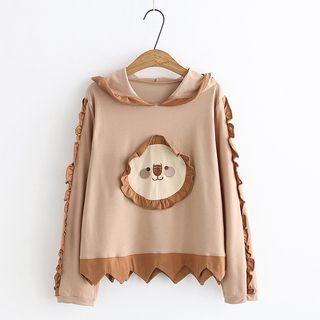 Lion Applique Hoodie Khaki - One Size