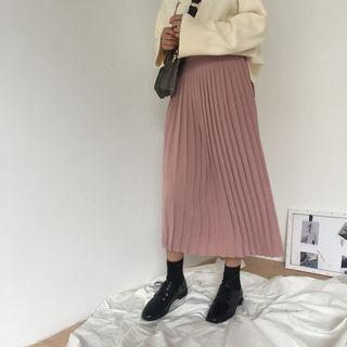 Plain Accordion Chiffon Midi Skirt