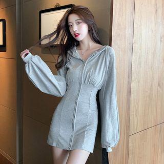 Long Sleeve Zip Mini Bodycon Dress