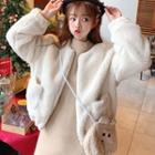 Furry Zip Coat / Hooded Scarf