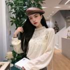 Long-sleeve Embroidered Lace Panel Top